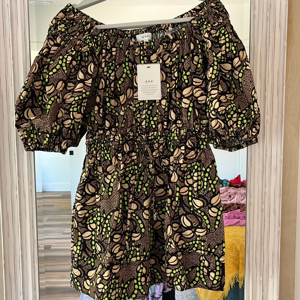 ALC NWT Stunning Off Shoulder Print Dress Size US‎ 6 - Picture 6 of 9
